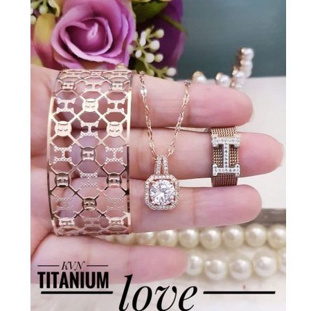 TiTanium set gelang kalung dan cincin