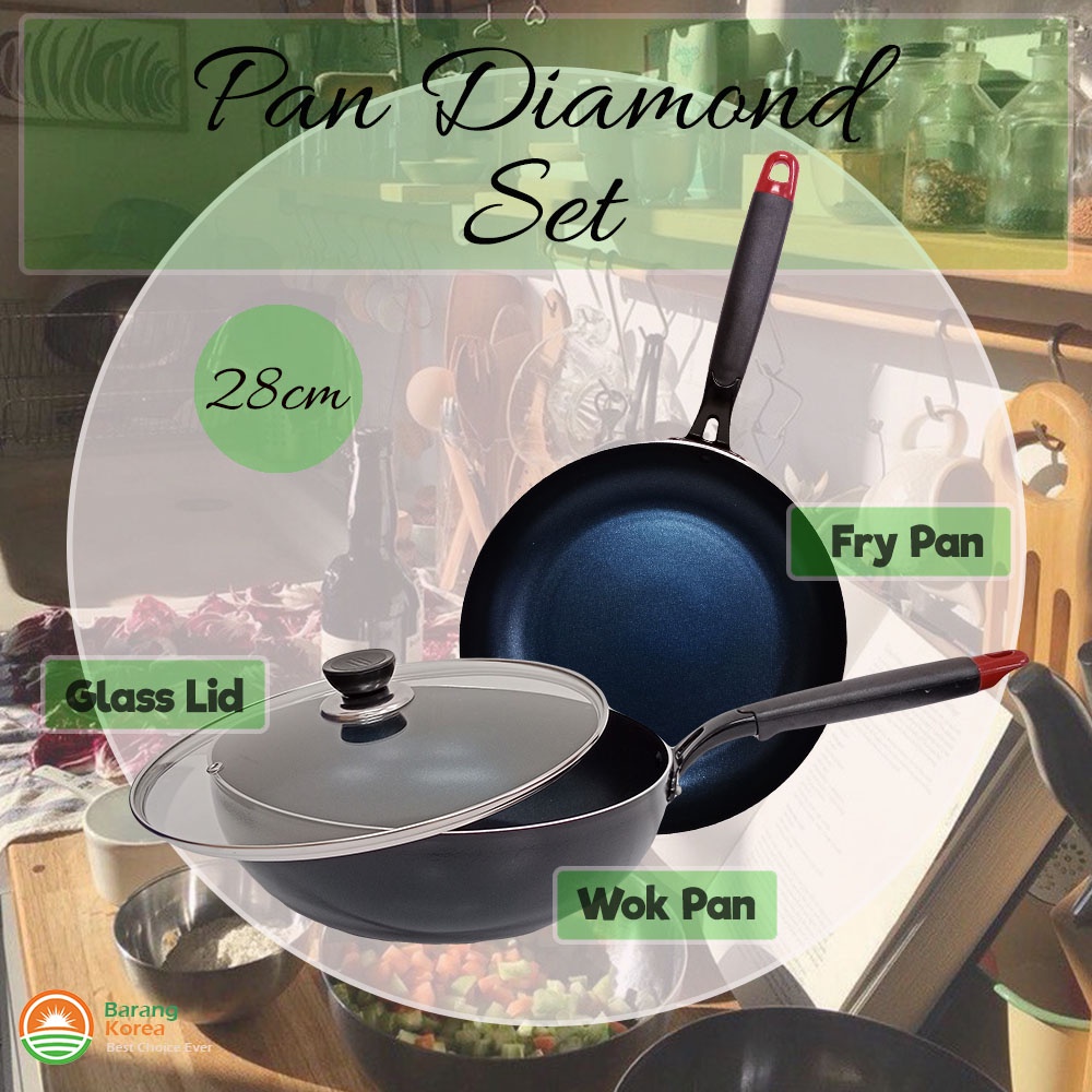K-Food Pan Diamond Akebonno Set 28cm / Wajan Induksi 1 Set Akebonno 28cm / Pan Induksi 1 Set Akebonn