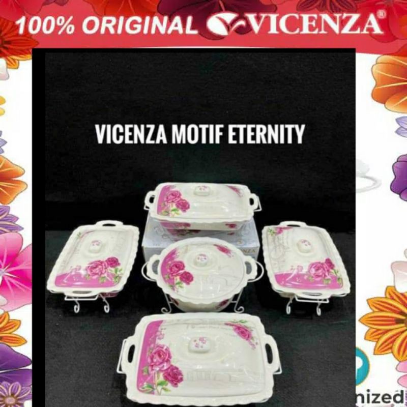 prasmanan vicenza 1 set 4segi 1 bulat+ packing kayu