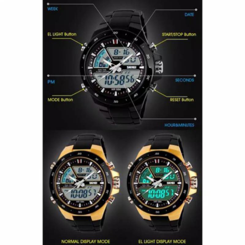 SKMEI 1016 Jam Tangan Pria Analog Digital LED Multifungsi Waterproof Sports Men Watch