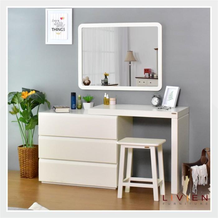 Meja Rias Set Aqilla Series - Ivory White - LIVIEN Furniture Best Seller