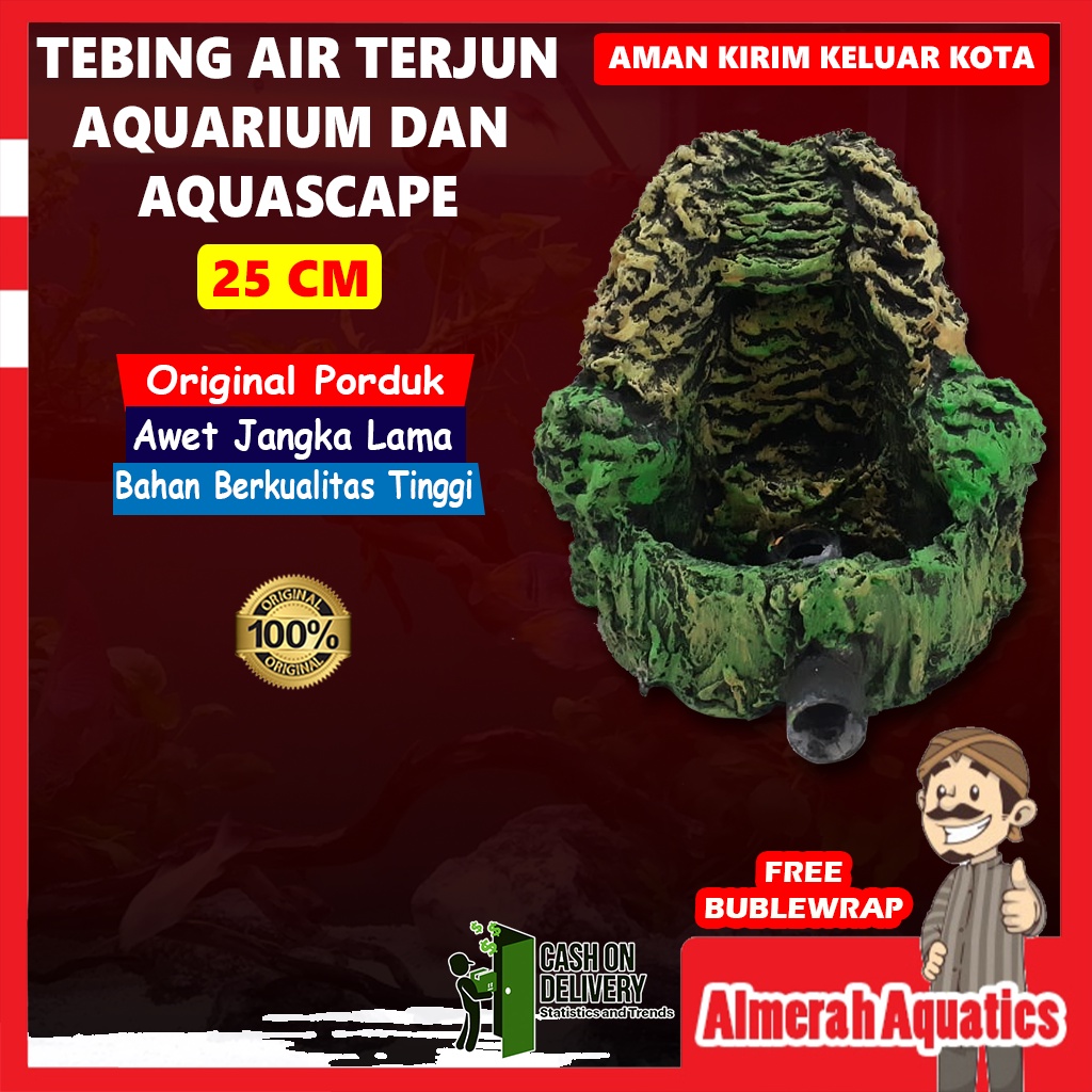 Hiasan Tebing air terjun Aquascape aquarium water fall 25 Cm