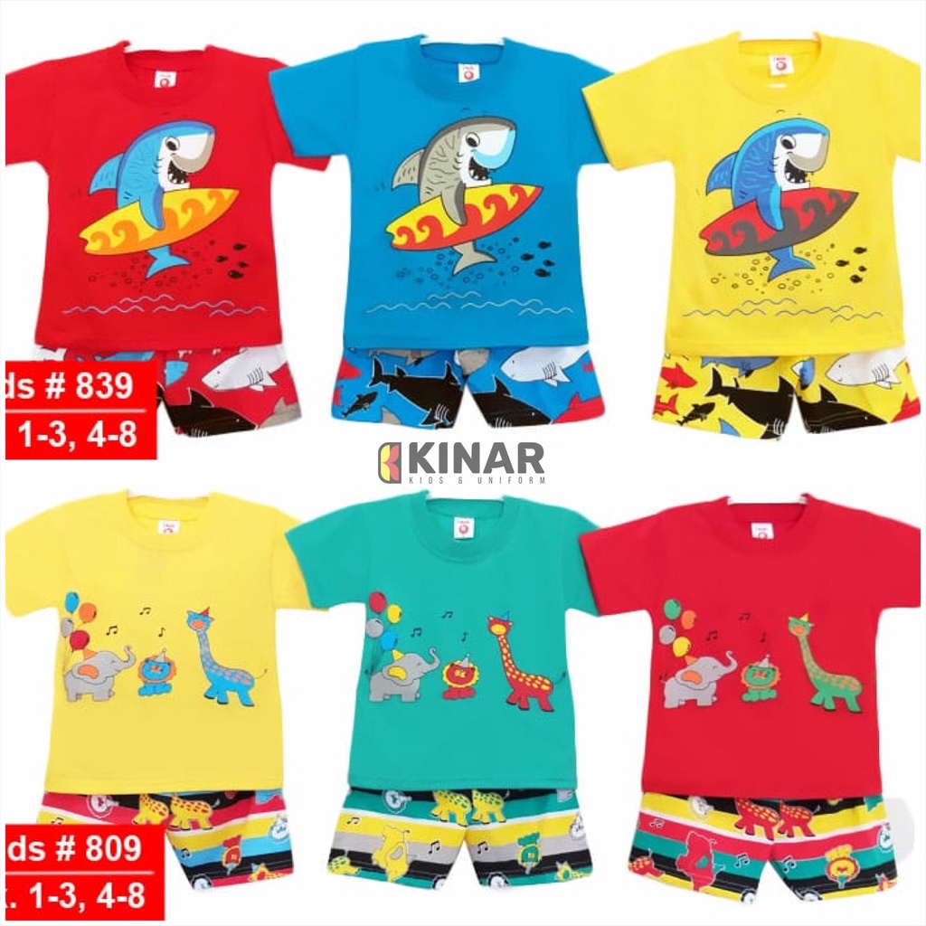 SETELAN BAJU ANAK LAKI MOBIL PEMADAM KEBAKARAN TRUK DEREK KAOS PENDEK PIYAMA IKIDS 1 2 3 4 5 TAHUN