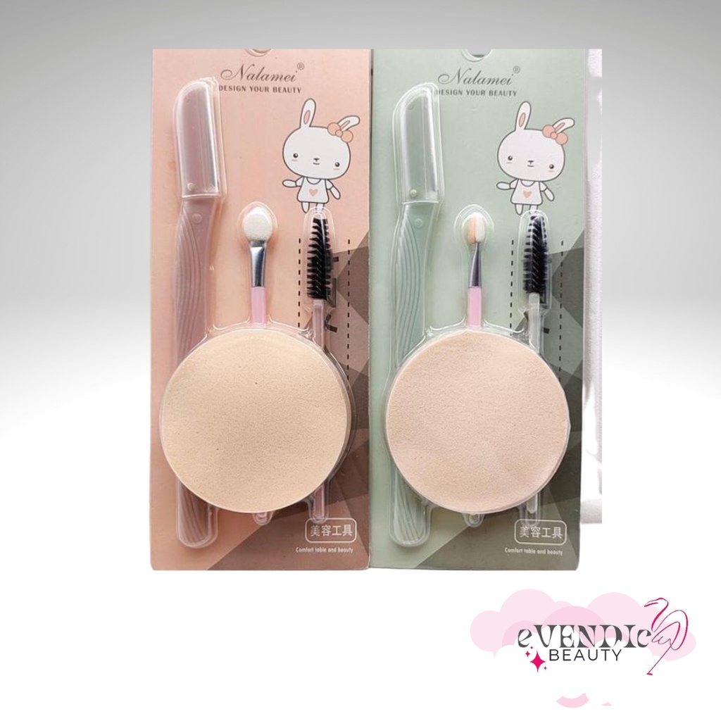 SET MAKE UP | Set Spons Bedan dan Eyelash cukur alis maskara wand kuas eyeshadow