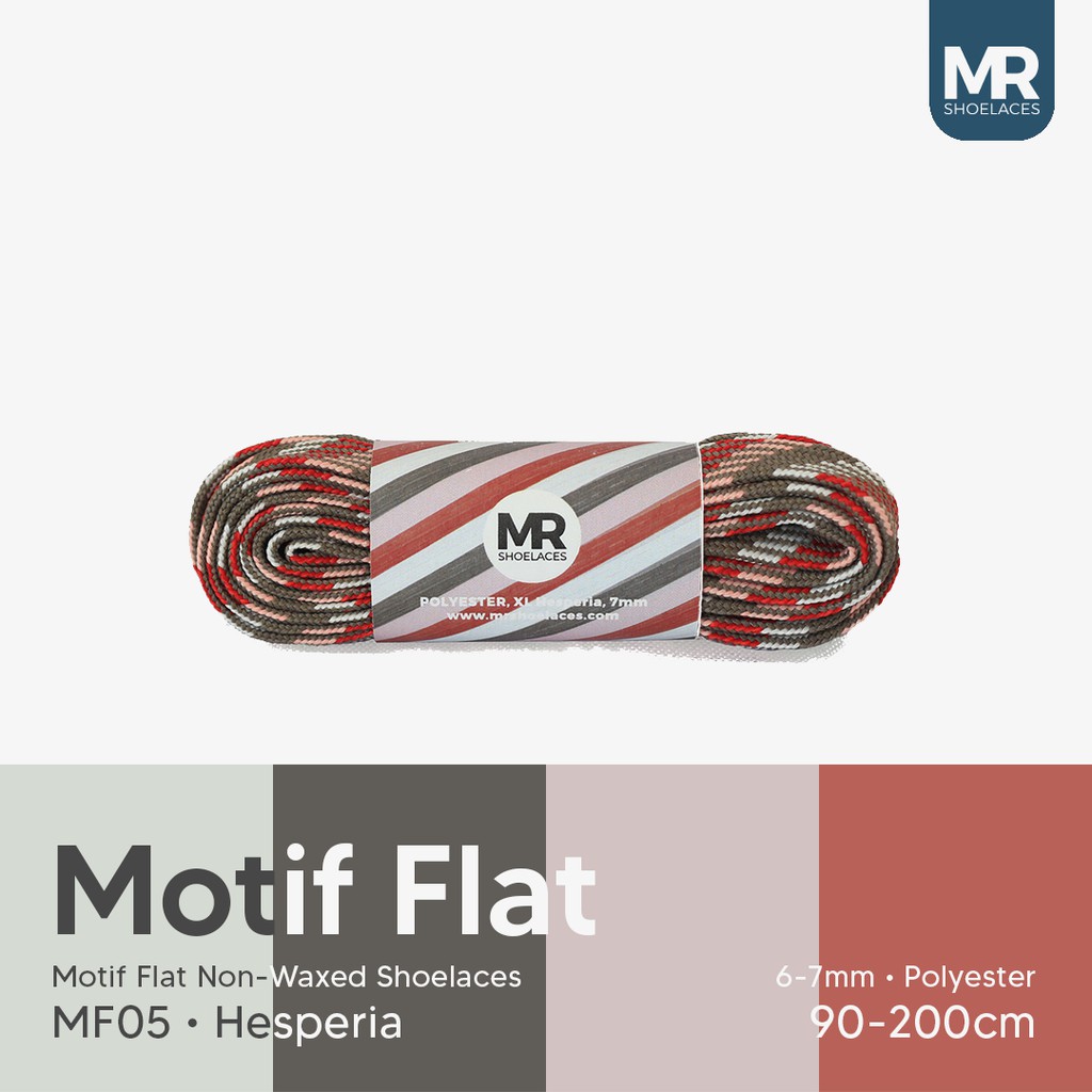 MR Shoelaces MF05 Hesperia Tali Sepatu Motif Flat Gepeng 90-200cm Lebar 6-7mm - Premium Shoelace