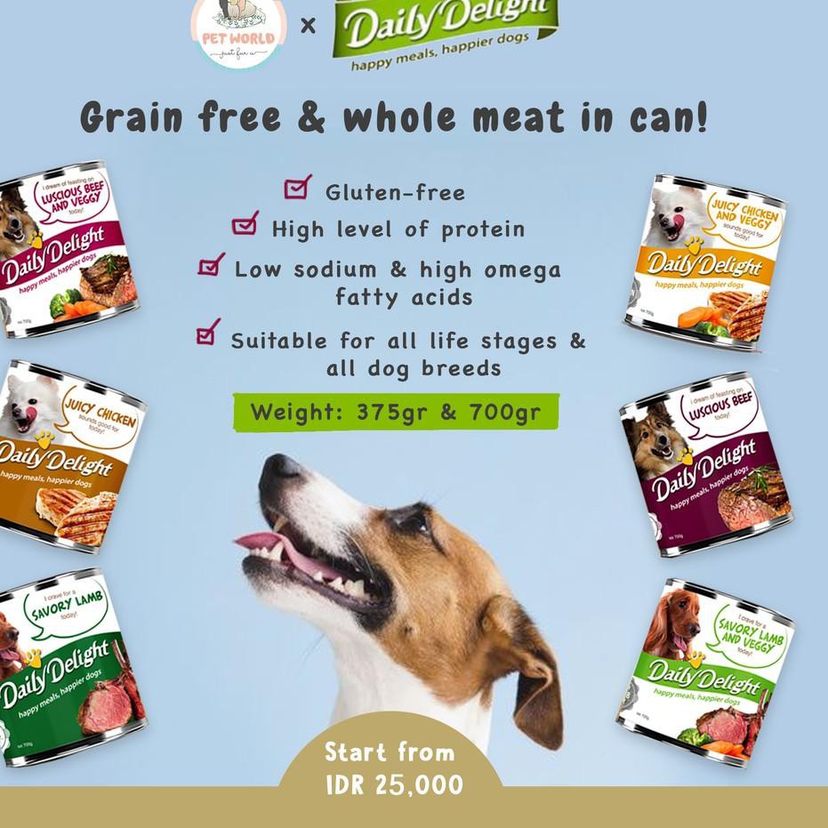 ` GROSIR Daily Delight Wet Dog Food - Pet Makanan Kaleng Anjing Hewan 375gr Model Terkini_