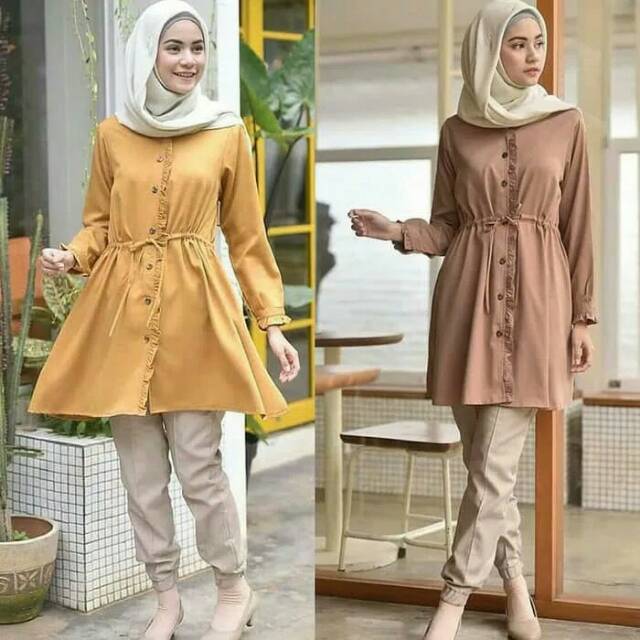 ATASAN WANITA KIMI TUNIK WARNA MUSTARD