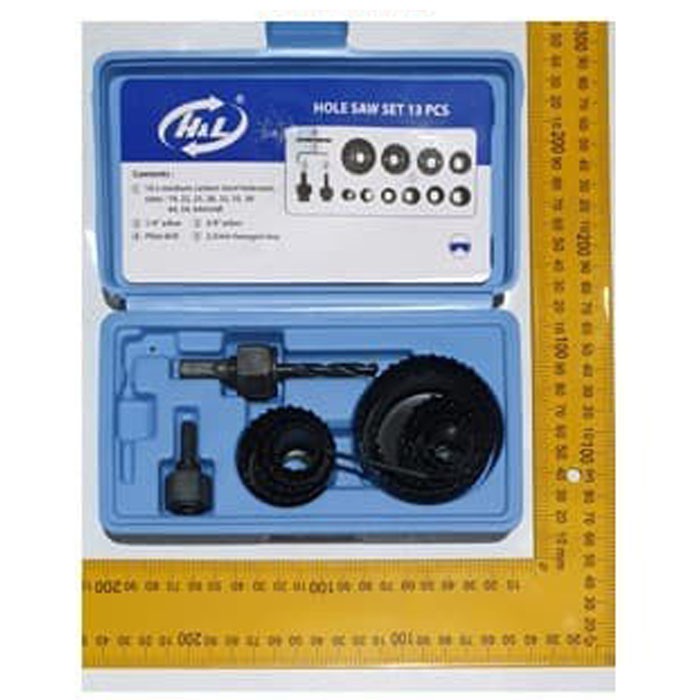 HL Hole Saw Set 13 Pcs Holesaw Kit Pelubang Kayu Box Plastik