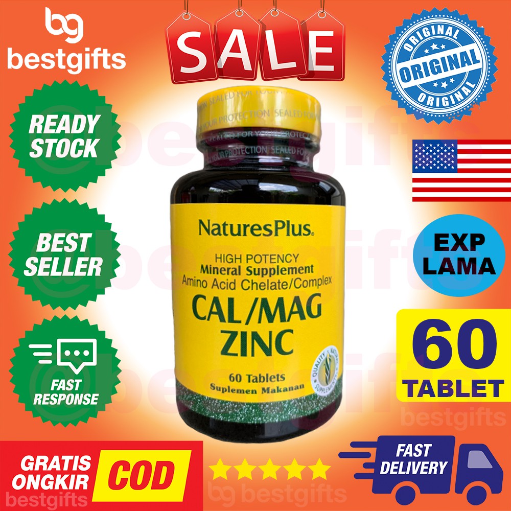 NATURE'S NATURES NATURE PLUS CAL/MAG/ZINC CAL MAG ZINC KALSIUM MAGNESIUM CALCIUM TULANG - 60 TABLETS