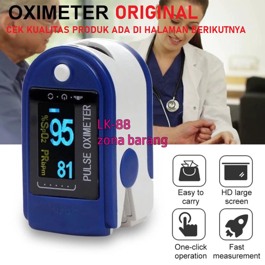 LK88 Fingertip Pulse Oximeter SPO2 Ukur Kadar Oksigen Detak Jantung