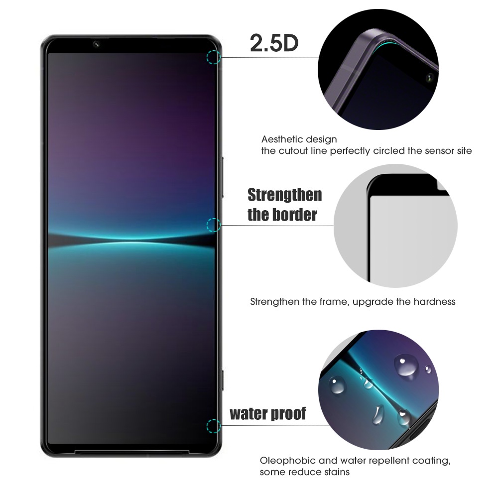 Pelindung Layar Tempered Glass 2 in 1 Anti Gores / Sidik Jari + 9H Untuk Sony Xperia 1 IV