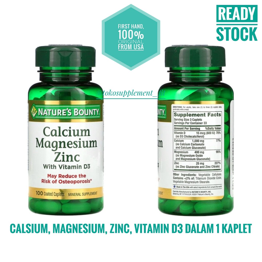 Nature's Bounty Natures Bounty Calcium Magnesium Zinc With Vitamin D3