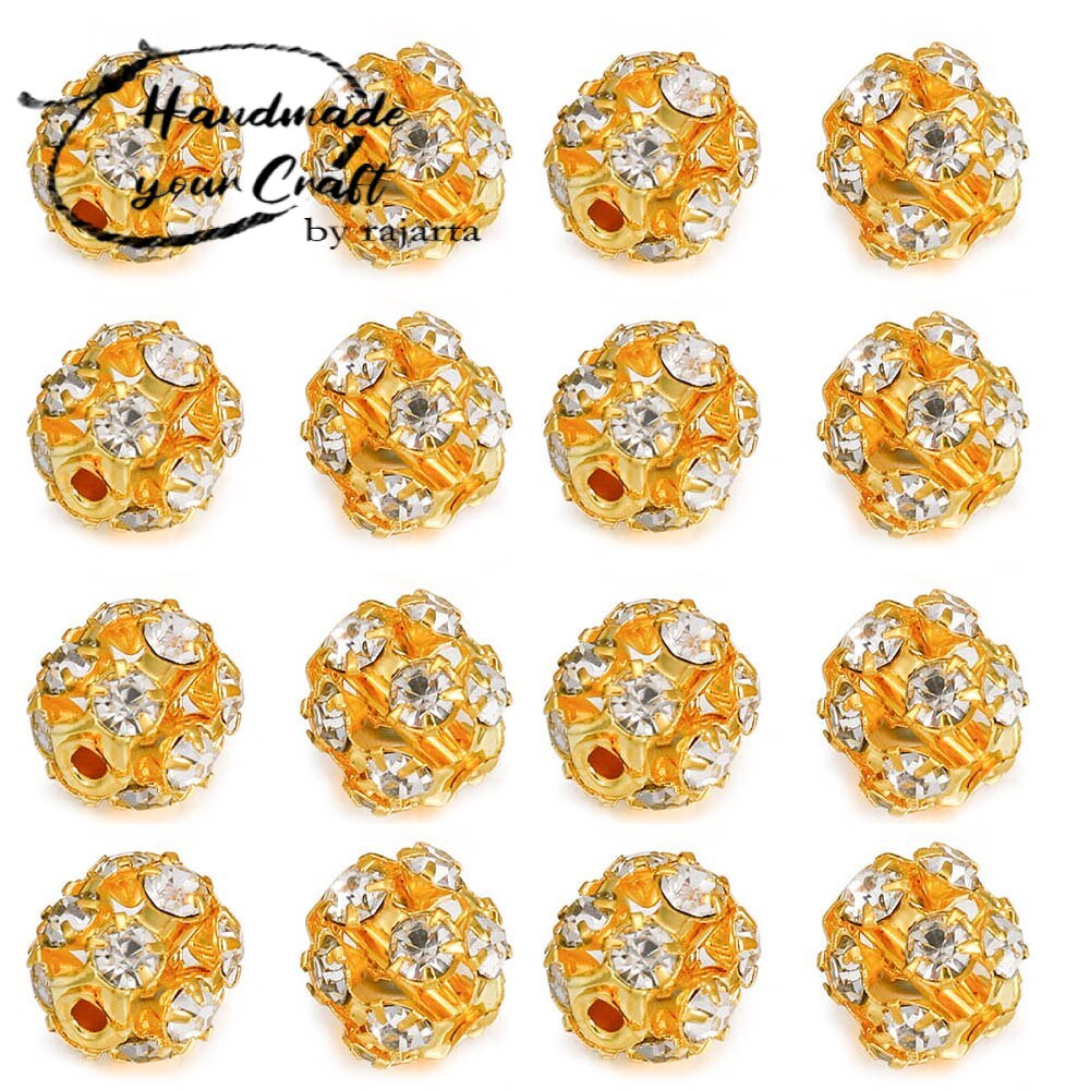 Spacer Beads 6Mm Rhinestone Bead Copper Silver Plated Glass