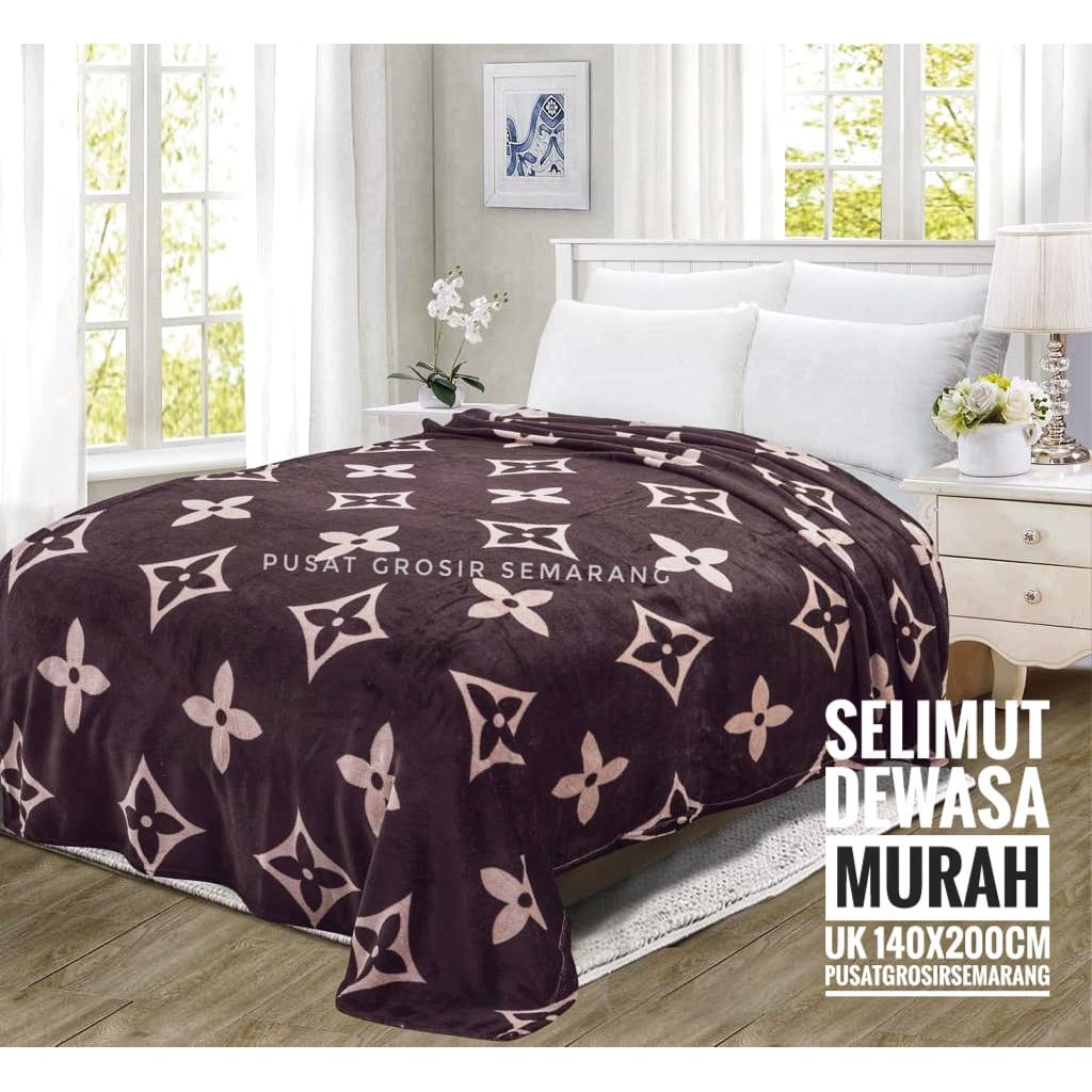 Selimut Dewasa Murah MORIA Abstrak Leaf Polkadot Flower Bvrbery Reindeer Could Moon Star Awan Rusa-Choco LV