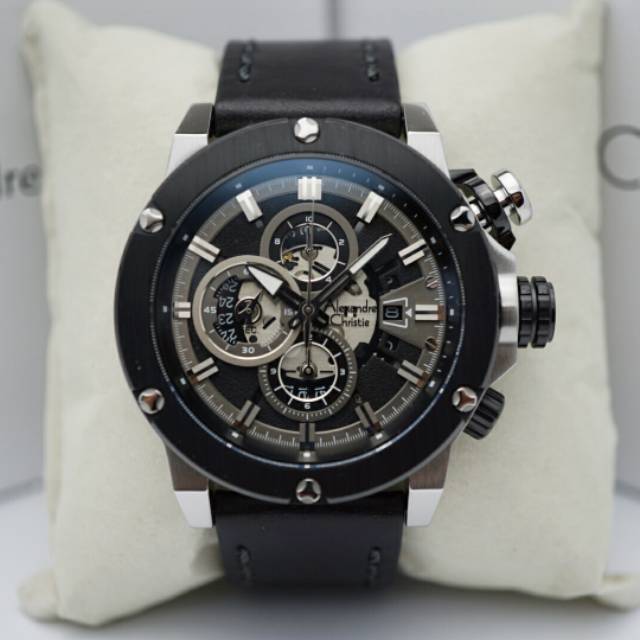 Jam Tangan Pria Alexandre Christie AC 6491 Silver Black.Original