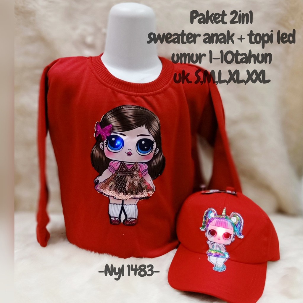 switer anak lol led gratis topi led