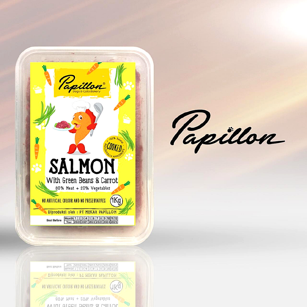 

PAPILLON Makanan Anjing COOKED Salmon Green Beans Carrot 1kg