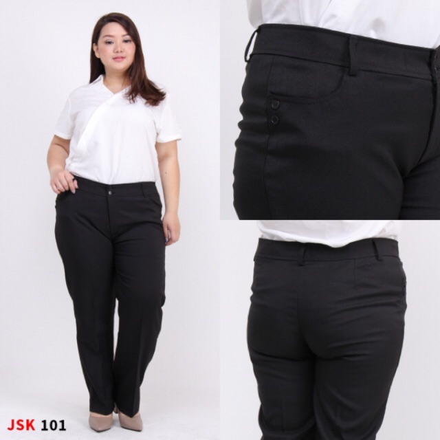  S 8L Celana Kantor Wanita JUMBO Bahan Katun Celana Kerja 