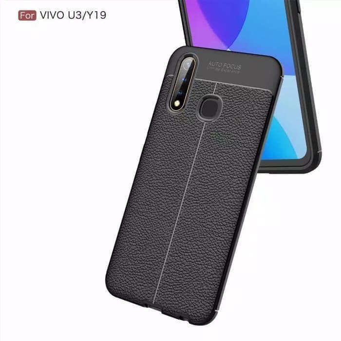 Silikon kondom case softcase hitam cover Casing autofocus leather vivo Y19 hitam