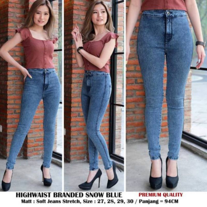 RB1 Promo Celana Jeans Highwaist Merk Get It / Bahan Soft Jeans / Warna Hitam 27-34