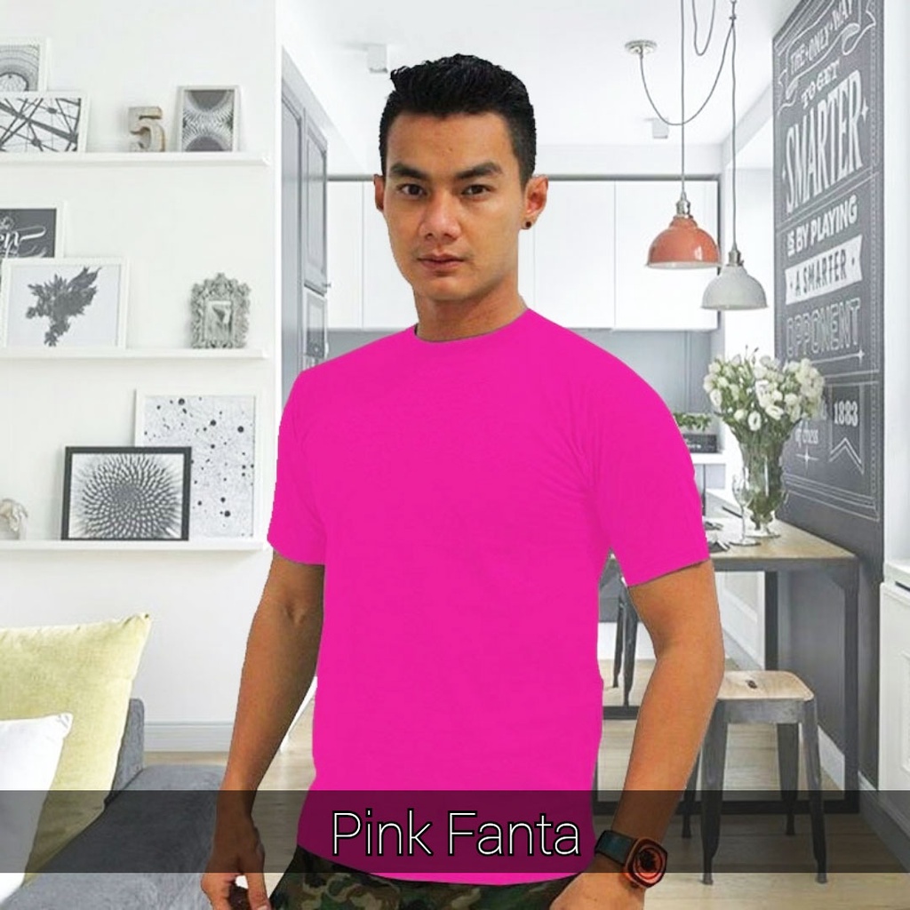 KAOS POLOS PRIA pink fanta bahan combed 20s