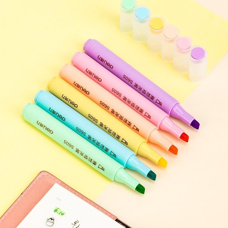 

p5 Z8TN Deli Pen Highlighter Macaroon 6 Warna S605 90 Z T0F