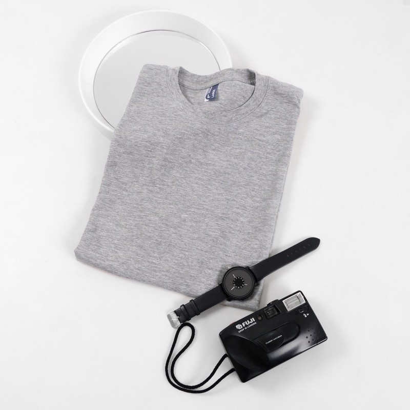 KAOS POLOS COMBED 30S LENGAN PENDEK PRIA DAN WANITA 100% COTTON ORIGINAL cocok untuk sablon-30s ABU MISTY