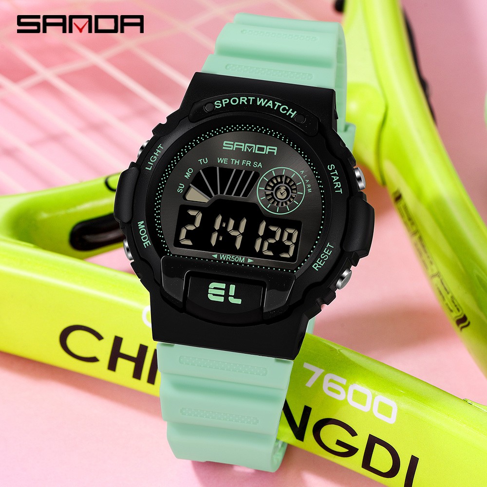 【COD】SANDA 6004  Digital Fashion Jam Tangan Mewah Wanita Tahan Air Gerakan Jam Tangan Elektronik Jam-6