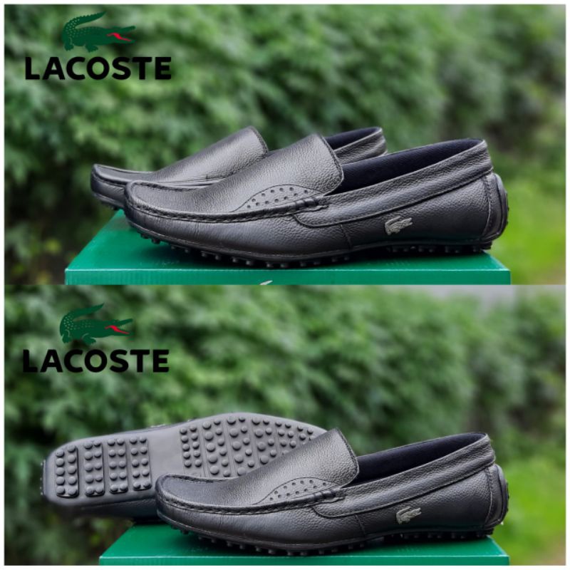 sepatu kulit sepatu kasual sepatu slip on sepatu kulit asli merk Lacoste original quality