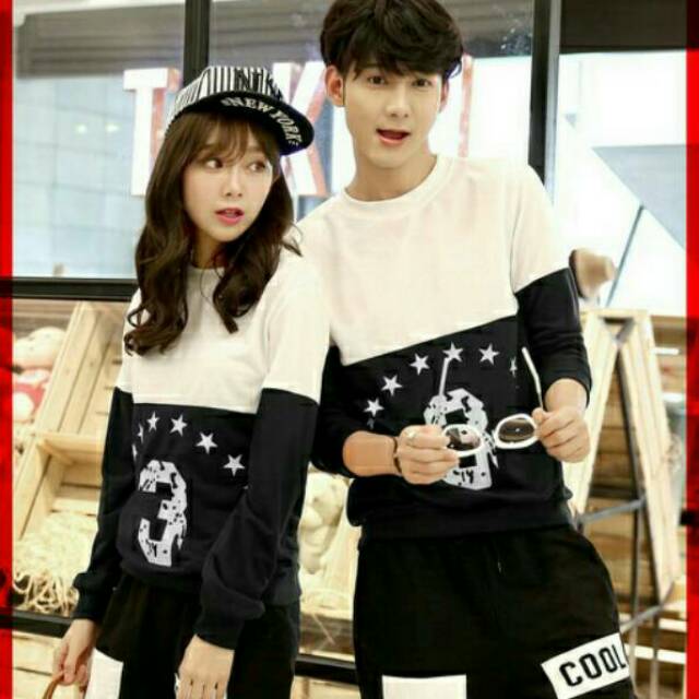 Sweater Couple / Sweater Pasangan / Baju Couple / Baju Pasangan 33 Hitam