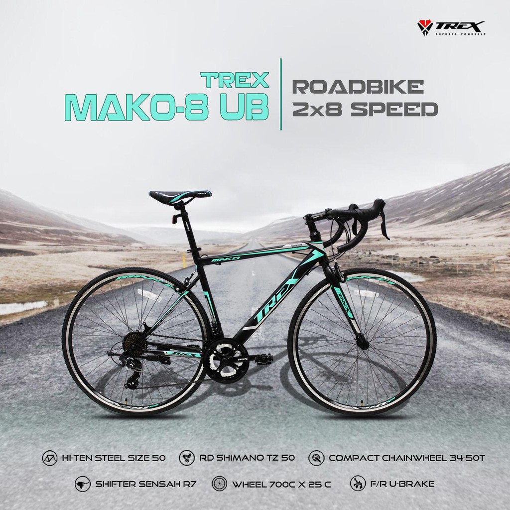 sepeda balap roadbike trex mako 8 speed Vbrake