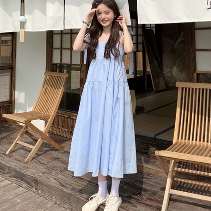 【Rozen】Korean Tie Strap Sleeveless Loose Flowy Midi Dress 2009 (S/M/L/XL/XXL)