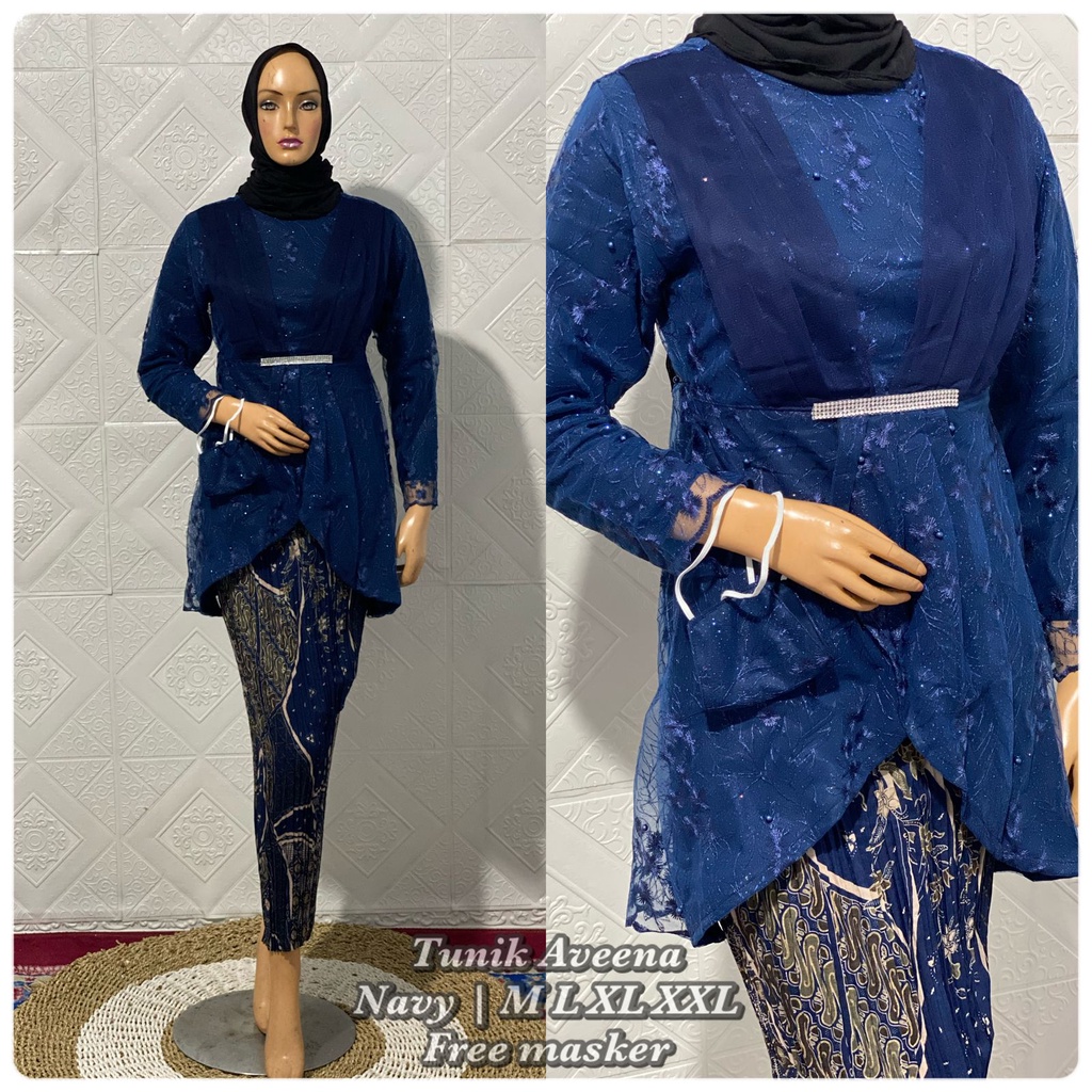 Permata Olshop / Tunik Brukat Aveena / Tunik Kebaya Modern / Kebaya Wisuda / Kebaya Lamaran Modern / Kebaya Kondangan / Kebaya Remaja