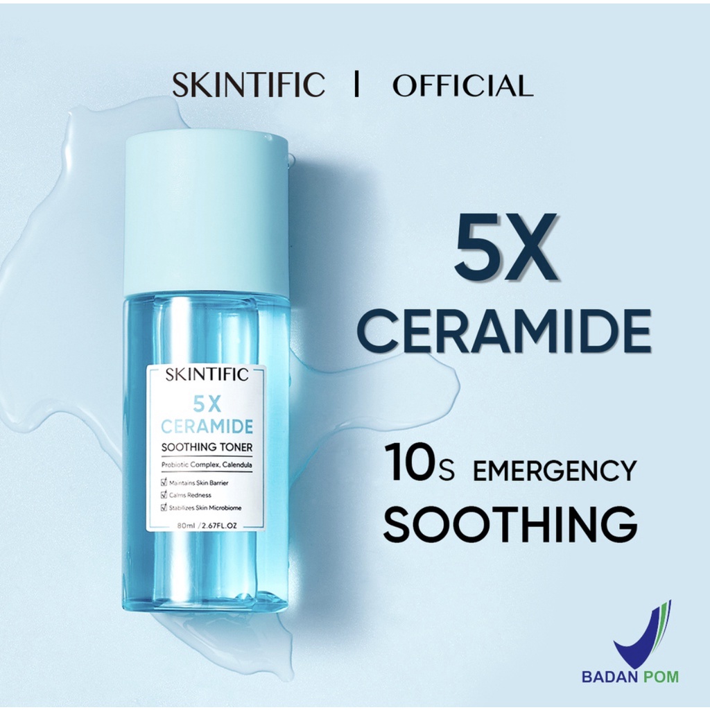 SKINTIFIC Face &amp; Skincare Repair Barrier Set 5X Ceramide Low pH Cleanser Gentle Cleanser 80Ml &amp; 5X Ceramide Barrier Repair Moisturize Gel Moisturizer 30G &amp; 5X Ceramide Soothing Toner &amp;  5x ceramider repair serum