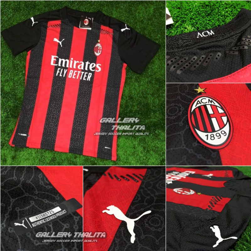 Jersey Bola Grade Ori Player Issue Ac Milan Home 2020/21