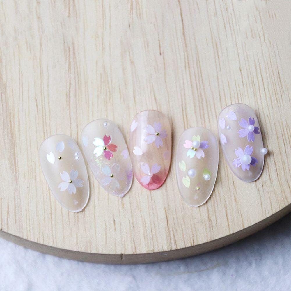 Mxbeauty Sakura Kuku Payet Warna-Warni Fashion Manicure Aksesori DIY Kerajinan Spangles Gel Charms 3D Nail Art Dekorasi