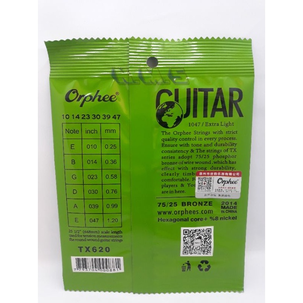 Orphee Senar Gitar Akustik Tx620 Ukuran 0.10