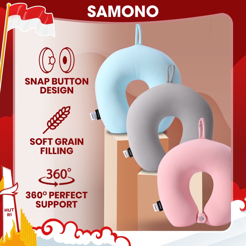 Samono BONBOX Bantal Leher Travel Multifungsi 2 in 1 Bantal U 360° dengan Kancing SNP001