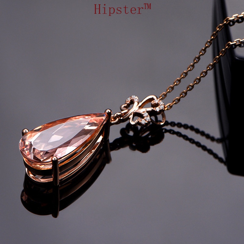 Classic Affordable Luxury Fashion Pink Diamond Pendant Rose Gold Necklace