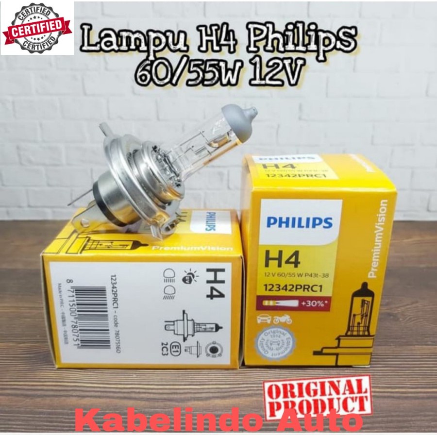 BOHLAM PHILIPS LAMPU HEADLAMP MOBIL H4 60/55W 12V ASLI