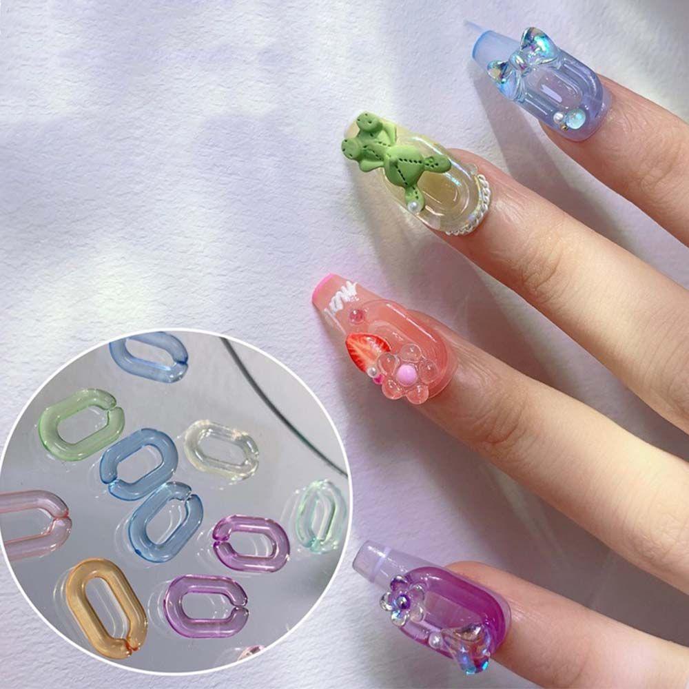 AUGUSTINA Agustina Oval Gantungan Kunci Perhiasan Kuku DIY Vintage Lucu Manicure Resin Nail Art Dekorasi 3D Nail Charms