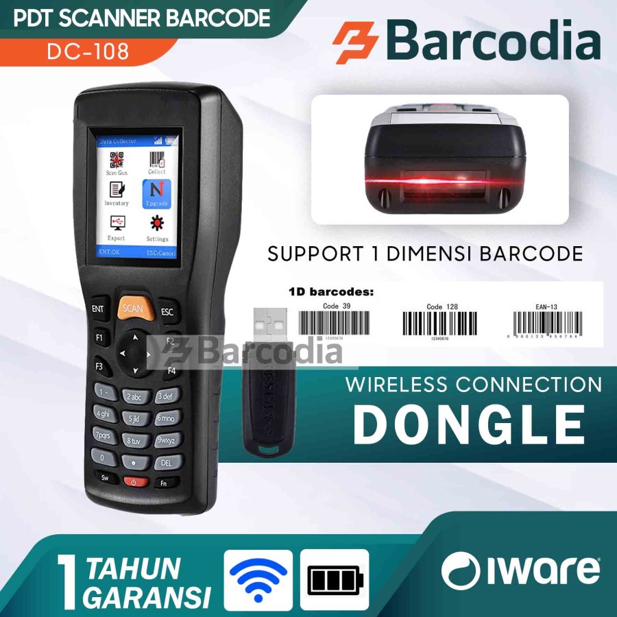 Barcode Scanner PDT 1D Wireless - Iware DC108 / DC-108 Inventory Data