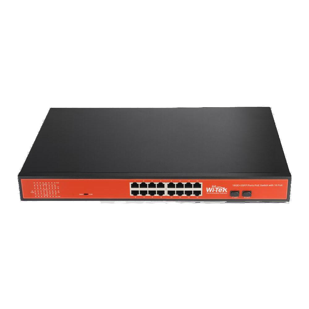 Switch Wi-Tek WI-PS318GF 16GE+2SFP 48V Ports PoE with 16-Port PoE