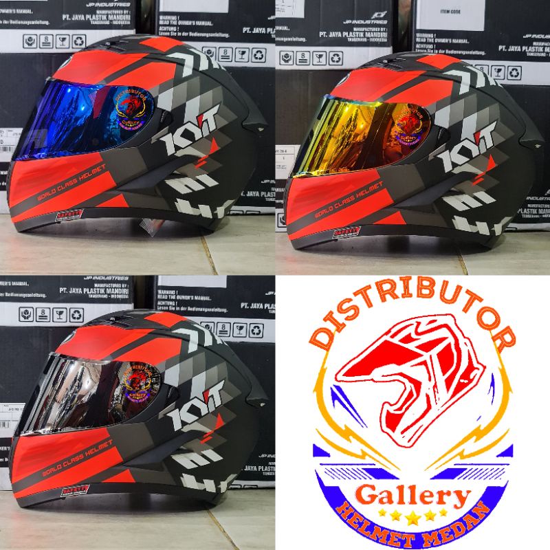 HELM KYT FALCON FR MOTIF FLOW HITAM MERAH DOP PAKET GANTENG