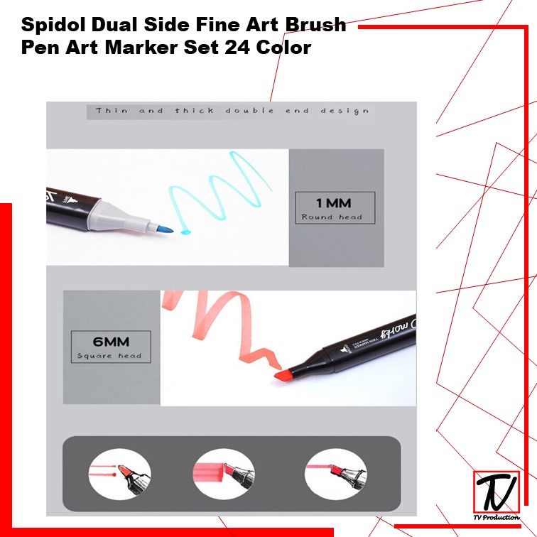 Spidol Dual Side Fine Art Brush Pen Art Marker Set 24,30,48 Color