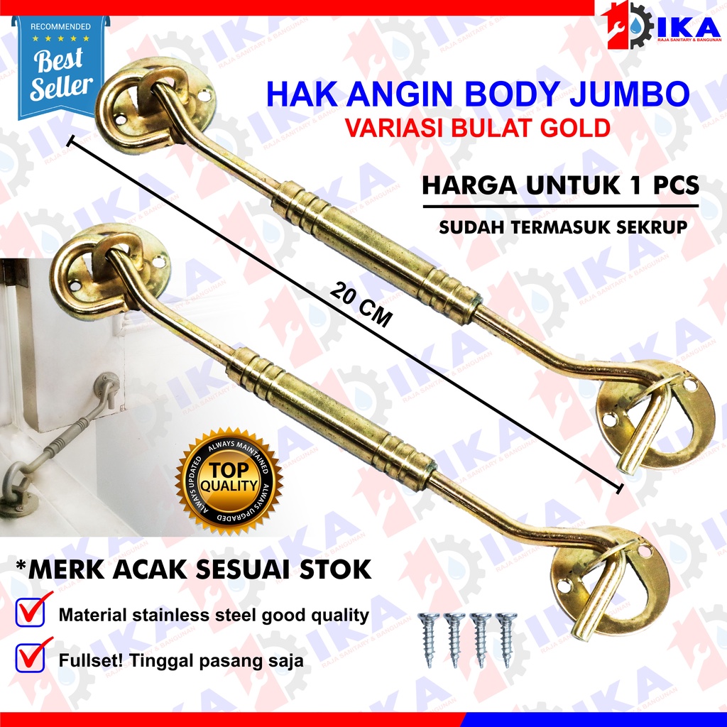 Hak angin / cantolan jendela 8 inch bulat model stainless tebal / pena