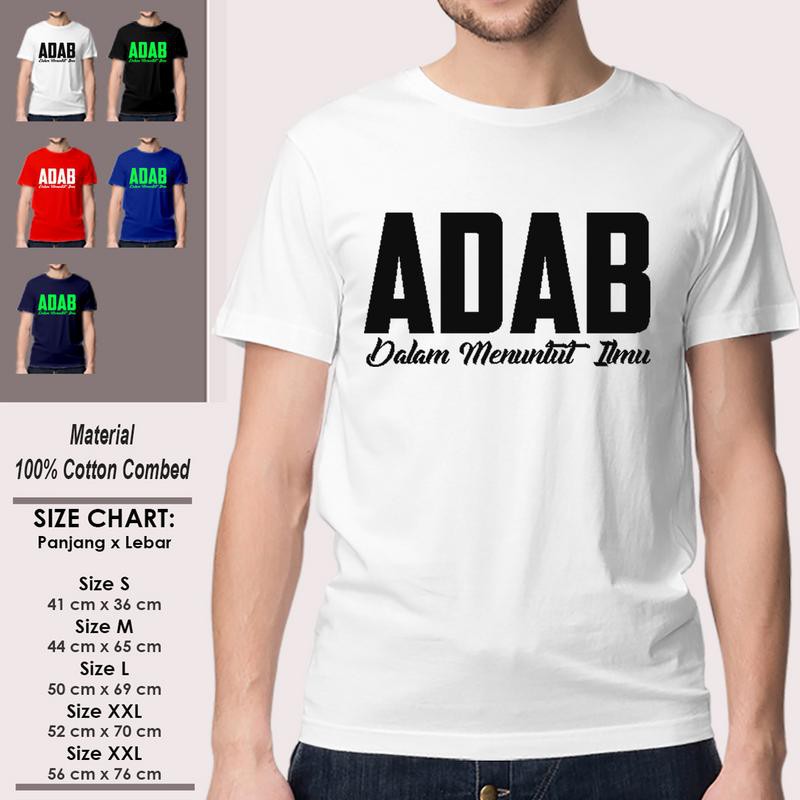 Kaos Dakwah Muslim Pria Lengan Pendek Keren SP-LSMSAK190 ADAB DALAM MENUNTUT ILMU Islami Kekinian-3