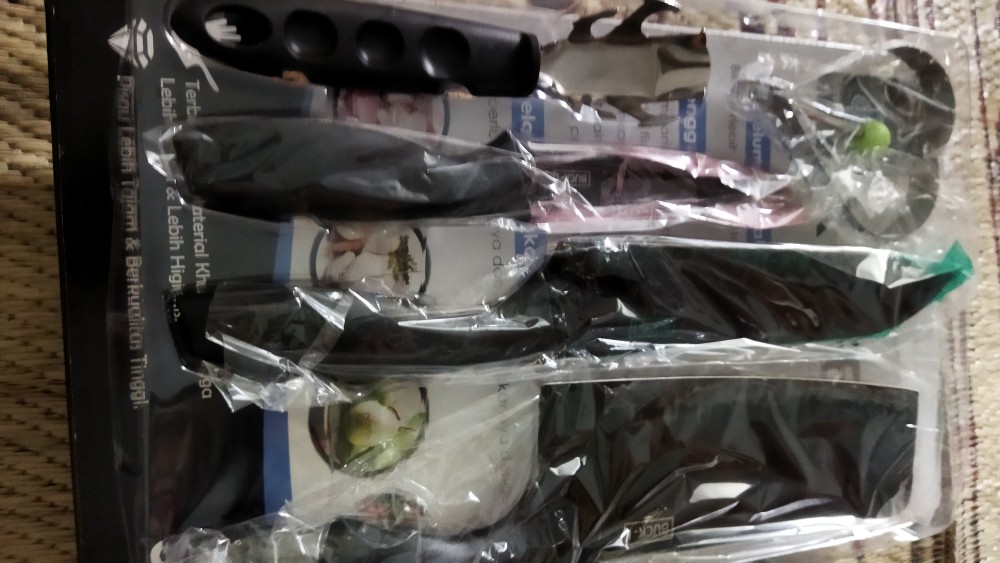 Cod Set Pisau Dapur Hitam 5 Pcs In 1 Cetakan Telur Chef Knife Cleaver*j12