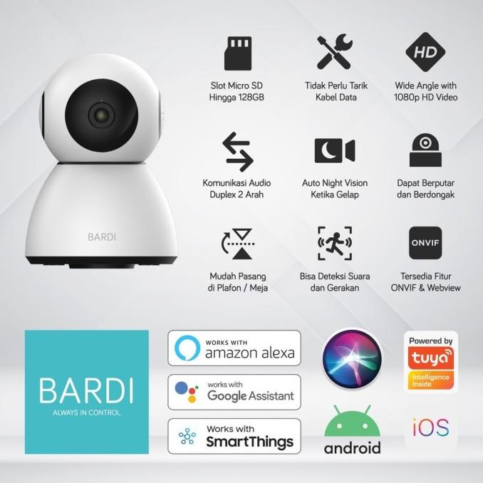 BARDI Smart Indoor PTZ IP Camera CCTV Wifi Home CCTV Bisa Putar 360"