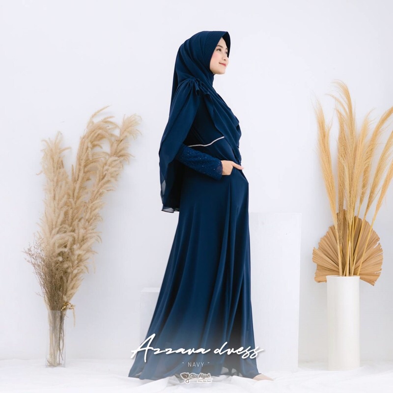 GlizHijab | Azzarah Dress - Dress Only Premium Bahan Cerutti Babydoll Gaun Muslimah Dress Umroh Syari Size XS - JUMBO-4
